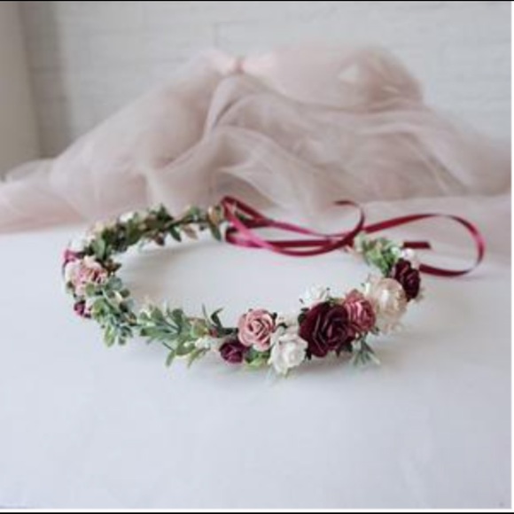 Blush and Ivory Flower Girl Basket & Floral Crown - Picture 2 of 6